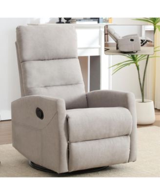Manual Recliner Chair with Rocker and Swivel in Fabric
