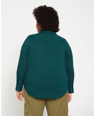 Women's Plus Size Elbe Popover Liquid Jersey Shirt Classic Fit