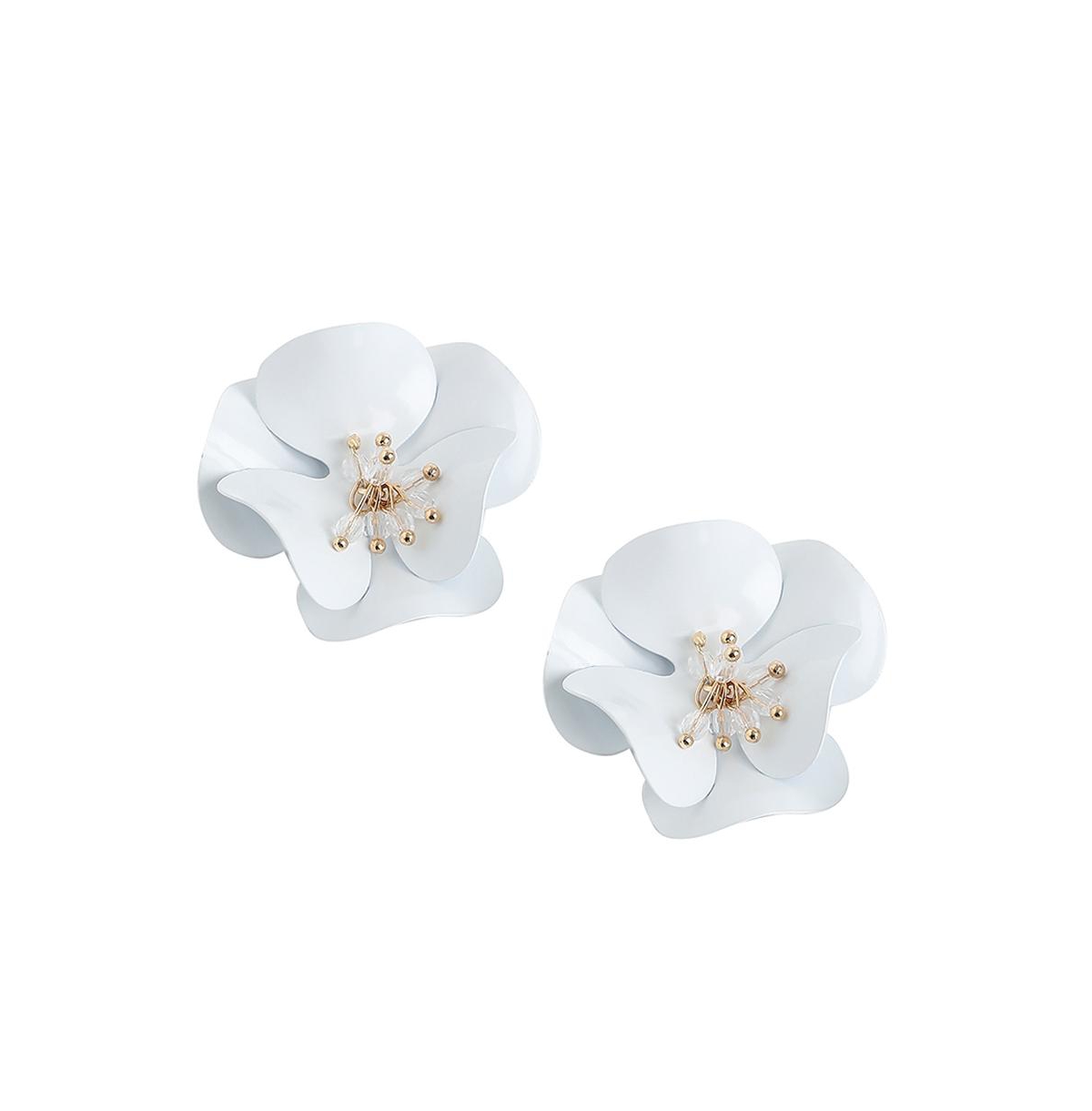 Sohi White Flower Stud Earrings