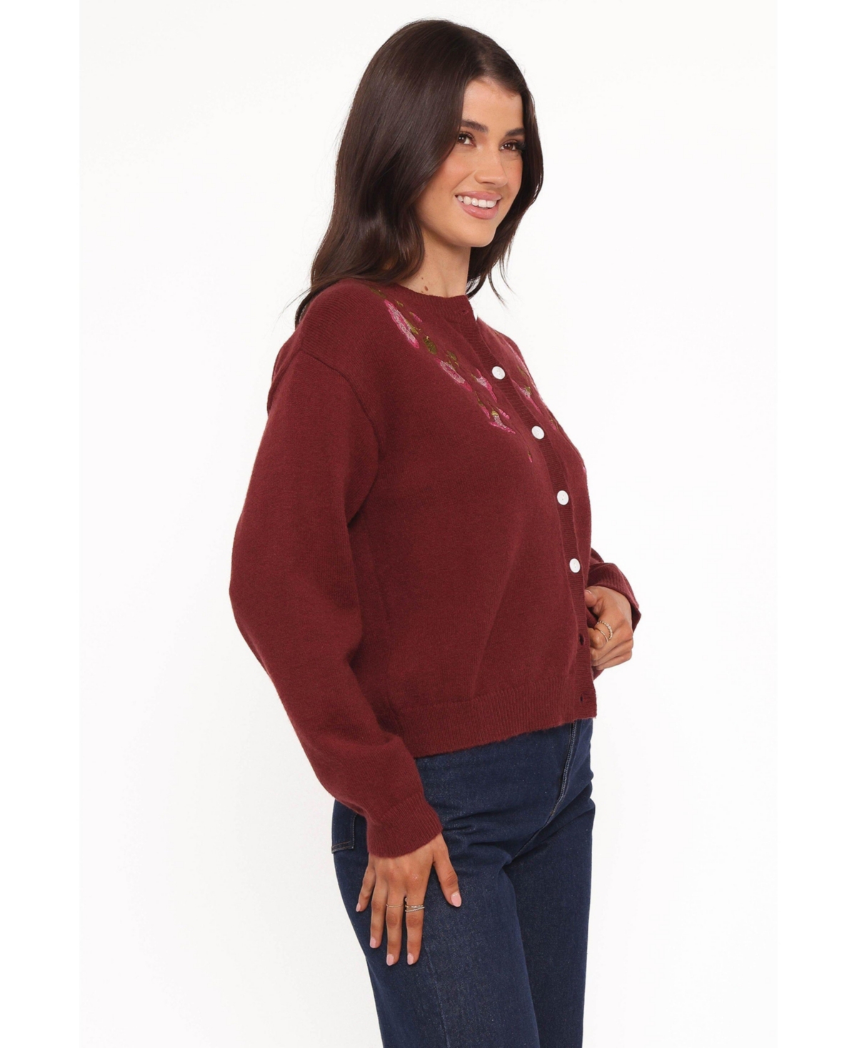 Petal and Pup Women's Brittany Placed Embroidery Flower Cardigan