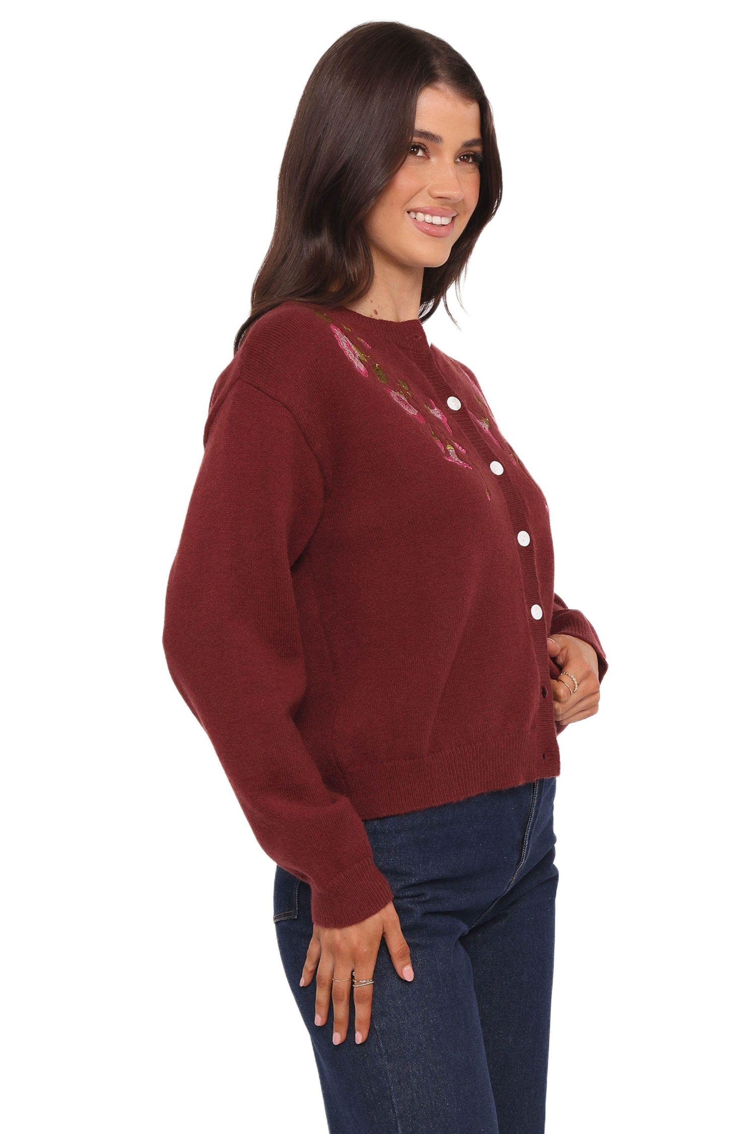 Women's Brittany Placed Embroidery Flower Cardigan