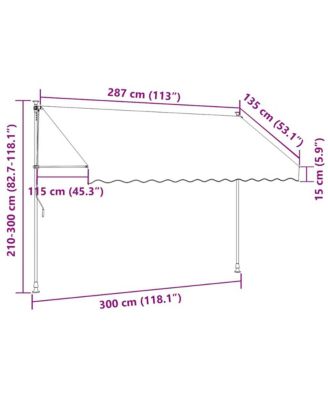 Retractable Awning White and Orange Polyester with PU coating, Steel