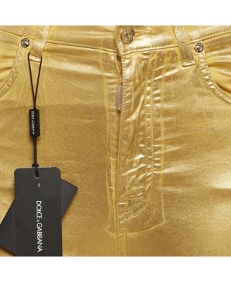 Women's Metallic Gold Coated Cotton Grace Skinny Pants
