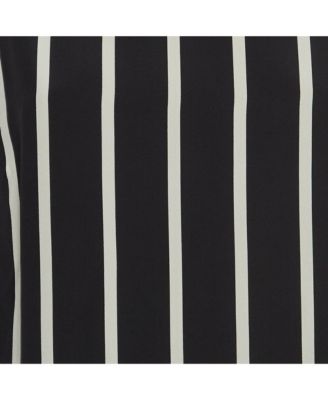 Women's Black Pinstripe Silk Short Shift Dress