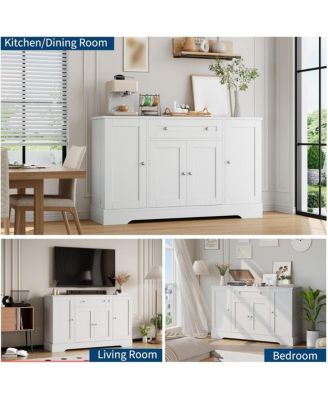 Modern Wooden Sideboard Buffet Cabinet with Drawer, 4 Doors and Storage Shelves