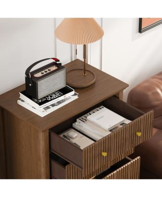 45" Tall Modern Storage Cabinet with Fluted 5 Drawer and Metal Handle