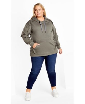 Women's Frill Plain Hoodie