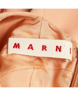 Women's Orange Crepe Pleated Sleeveless Short Dress