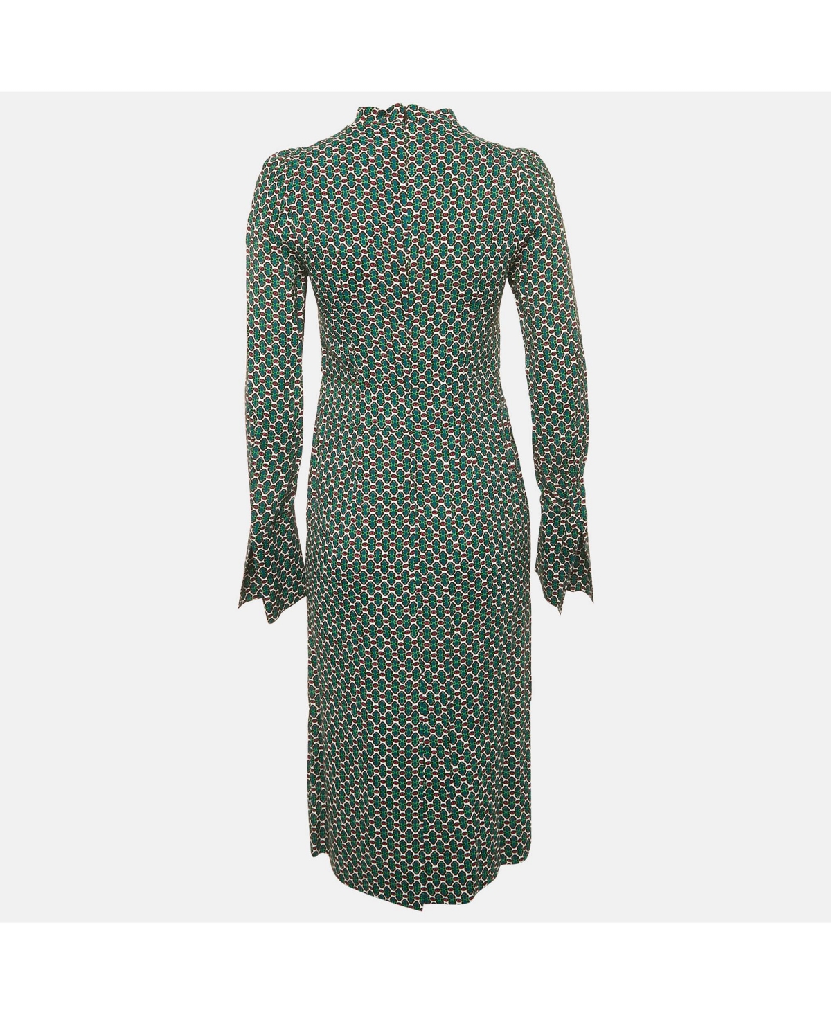 Pre-Owned Marni Women's Green Printed Crepe Midi Dress