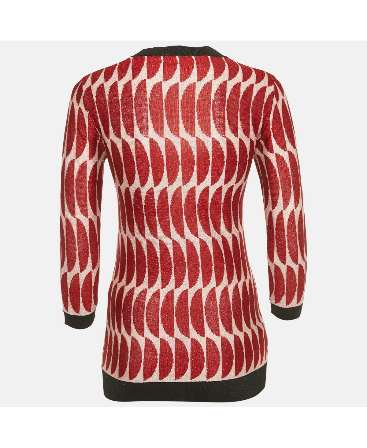 Pre-Owned Marni Women's Red/pink Patterned Lurex Knit Sheer Jumper