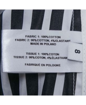 Women's Black / White Striped Cotton Cut -Out Wrap Around Shirt Dress