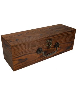 Wooden Storage Box, Walnut Stained Burnt Wood Finish