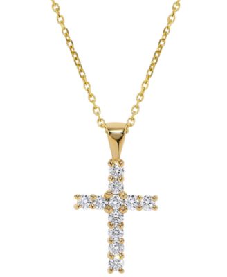 Diamond Cross Pendant Necklace (1/4 ct. t.w.) in 14k Yellow Gold