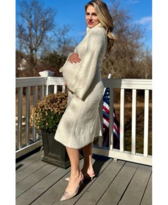 Maternity Ivory Turtleneck Bell Sleeve Sweater Dress