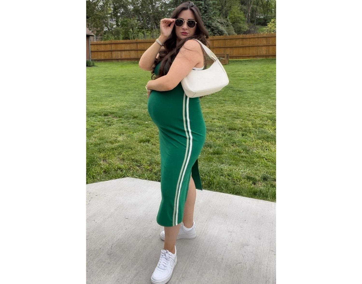 Women's Green Sleeveless Contrasting Stripe Maxi Dress