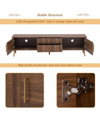 Mid Century TV Stand with 2 Drawers, Media Console Table for TVs up to 80" with Storage