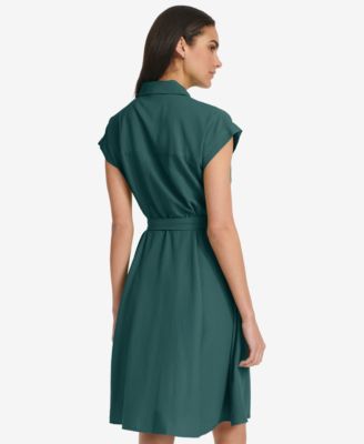 Women's Belted Cap-Sleeve Shirtdress