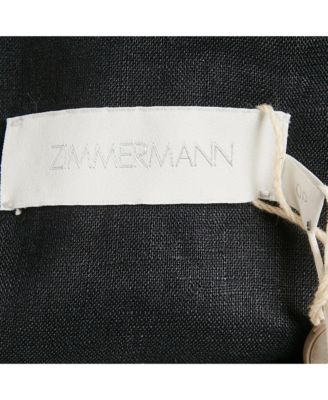 Women's Black Linen Tie Neck Detail Empire Mid Dress