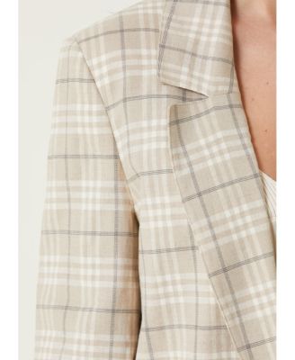 Women's Linen-Blend Checked Free Heaven Blazer