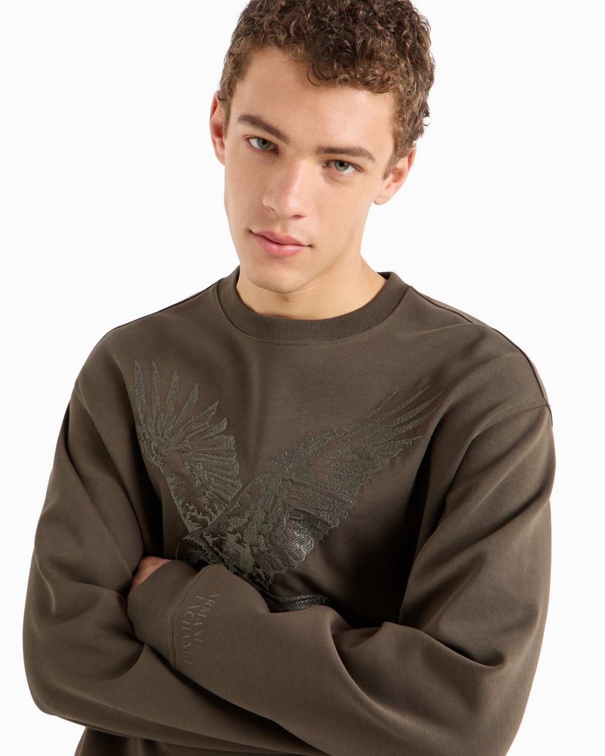 A|X Armani Exchange Men's Regular-Fit Eagle Logo Embroidered Sweatshirt
