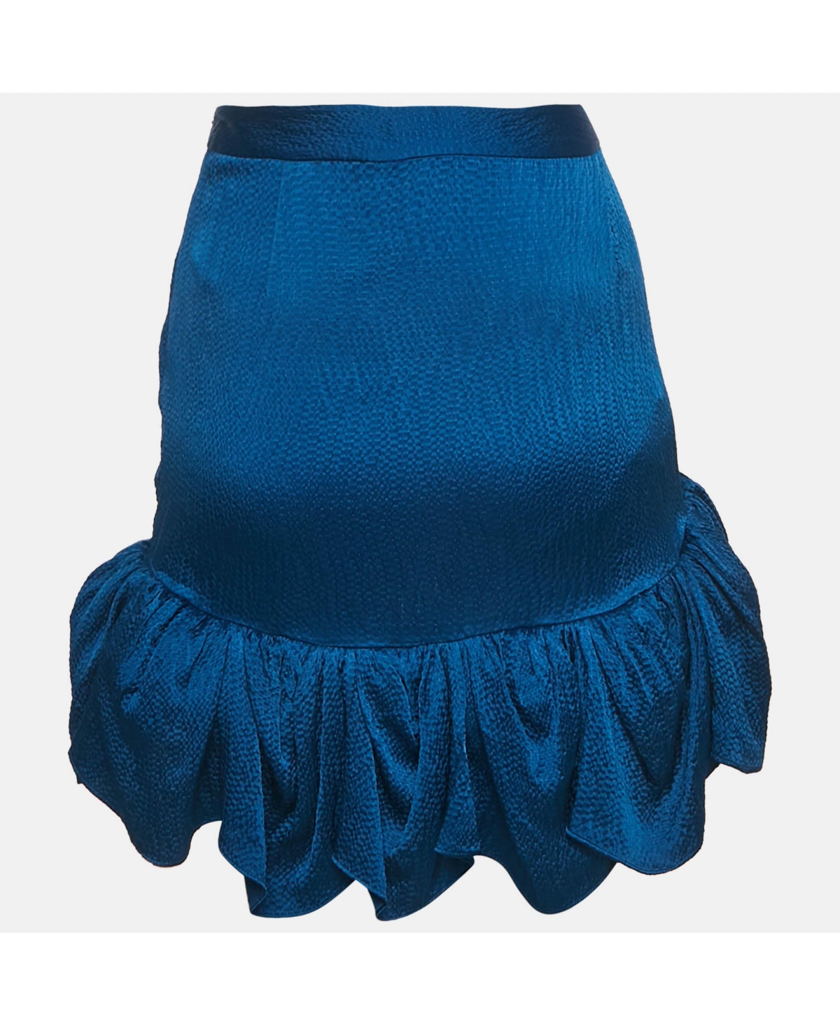 Pre-Owned Balenciaga Women's Blue Textured Silk Ruffled Mini Skirt