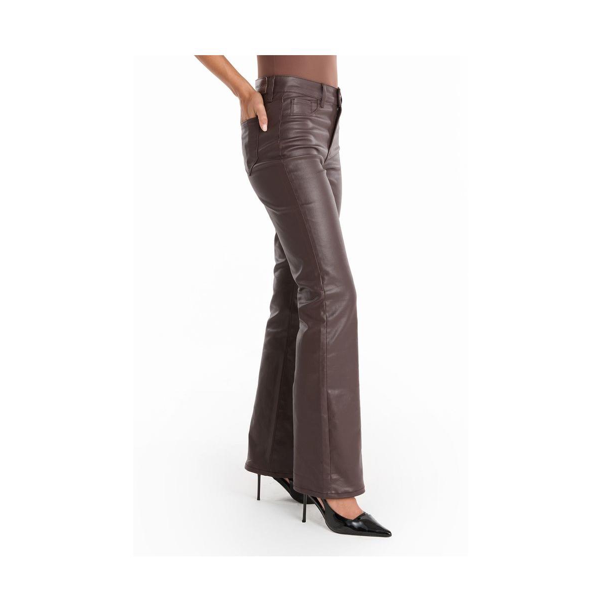 The Noli Shop Women's Aria Coated Flare Jean - Merlot