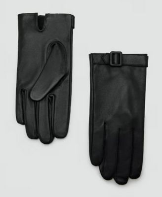 Women's Buckle Leather Gloves
