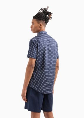 Men's Slim-Fit Tonal Geo Logo-Print Button-Down Shirt
