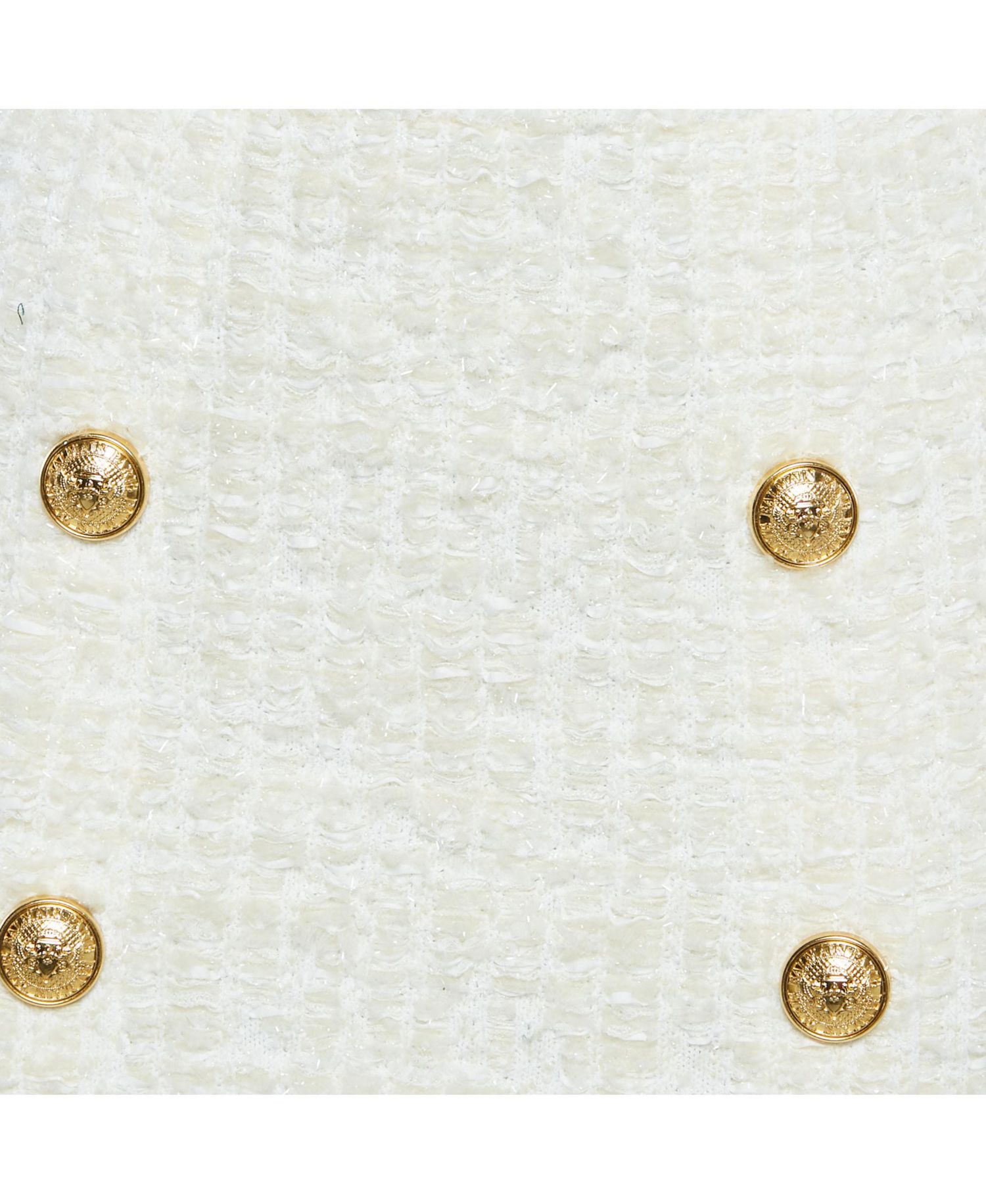 Women's White Tweed Button Detail Pencil Skirt