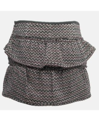 Women's Silver Zig-Zag Patterned Lurex Knit Mini Skirt