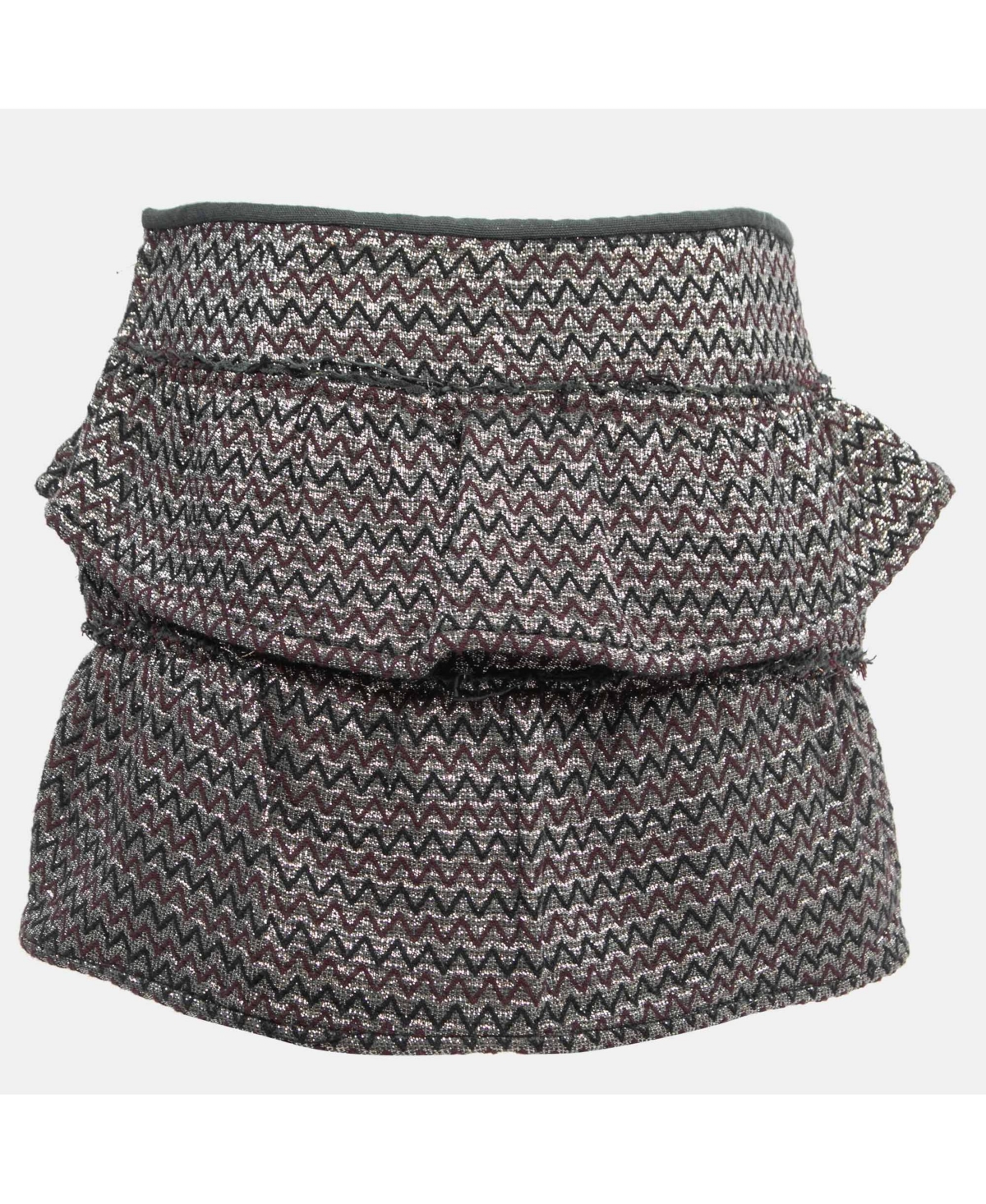 Pre-Owned Isabel Marant Women's Silver Zig-Zag Patterned Lurex Knit Mini Skirt