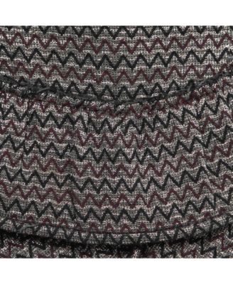 Women's Silver Zig-Zag Patterned Lurex Knit Mini Skirt