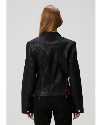 Women's Coated Denim Moto Jacket
