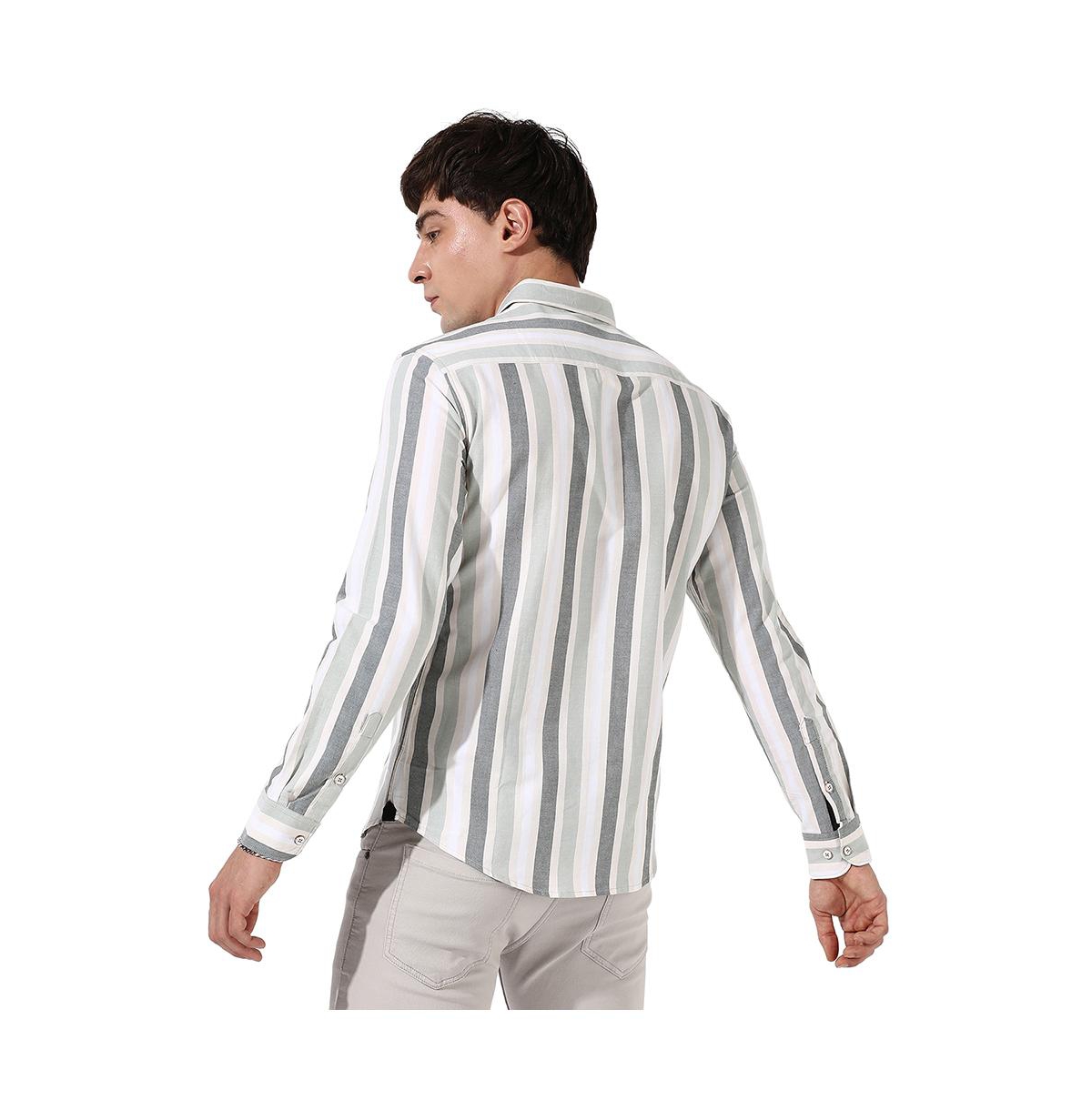 Campus Sutra Men's Multitrack Striped Button Up Shirt