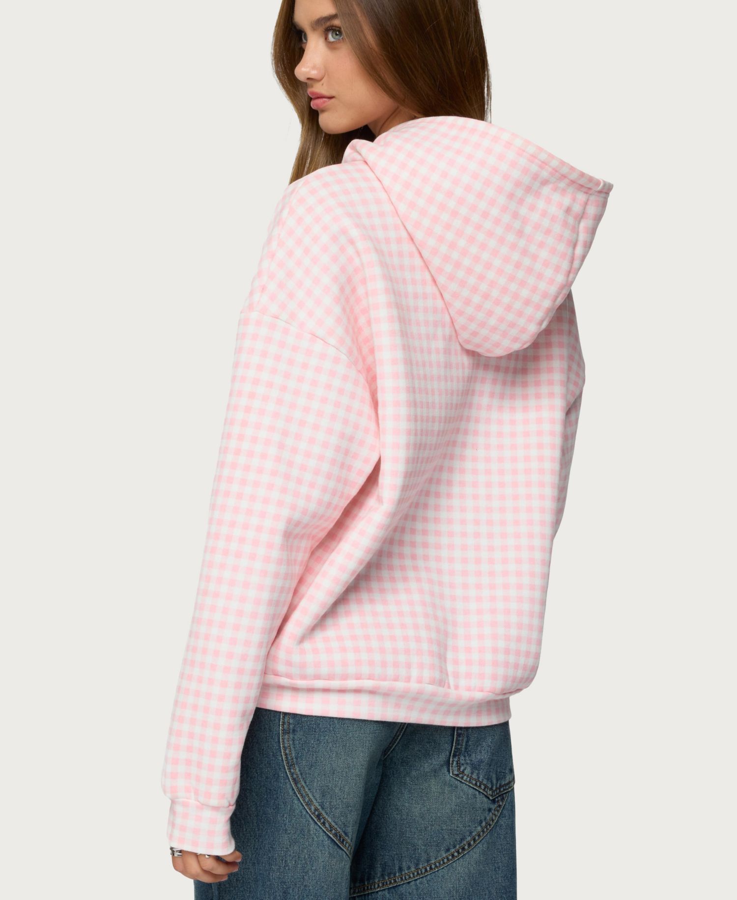 Women's Edikted Gingham Oversized Hoodie