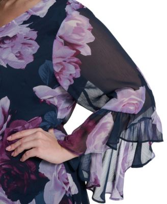 Plus Size Printed V-Neck Dress