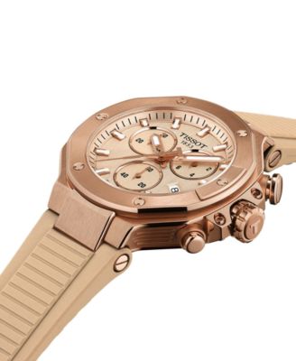 Unisex Rose Gold Silicone Bracelet Watch, 38mm