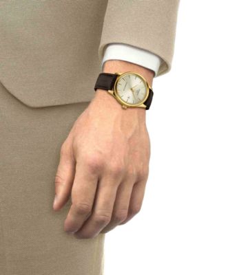 Men's Brown Leather Bracelet Watch, 40mm