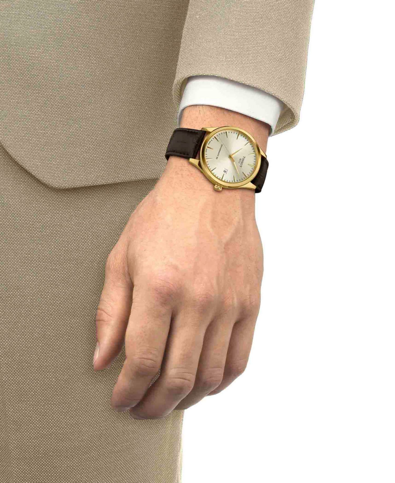 Men's Brown Leather Bracelet Watch, 40mm