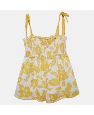 Women's White/yellow Printed Cotton