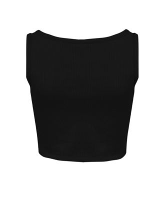 Women's Ribbed Stretch Cotton-Blend Cropped Tank Top