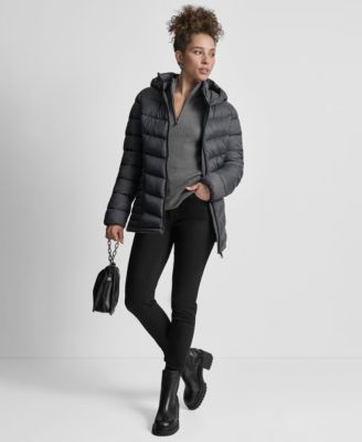 Women's Chevron-Quilted Full-Zip Puffer Jacket