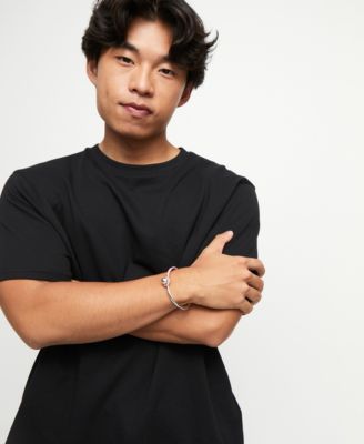 Sculptural Silver Plated Mauve Leather Half-Cuff Bracelet