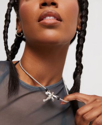 Sterling Silver Plated Rigid Dragonfly Pendant Necklace