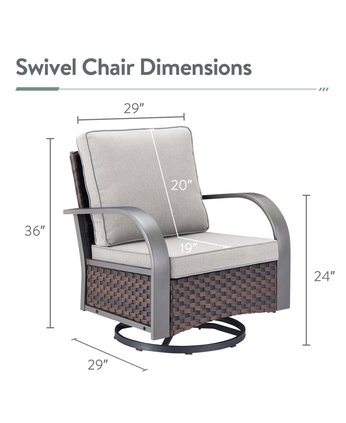 Gymojoy SteelCurve 2-Person Pe Wicker Patio Swivel Chair Outdoor Glider with CushionGuard Olefin Cushion