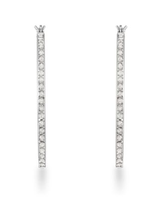Diamond Accent Hoop Earrings (0.01 ct. t.w.) in Sterling Silver