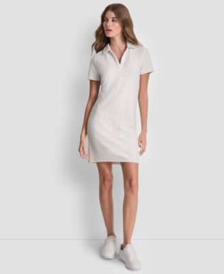 Women's Logo Jacquard Split Neck Collared Mini Polo Dress