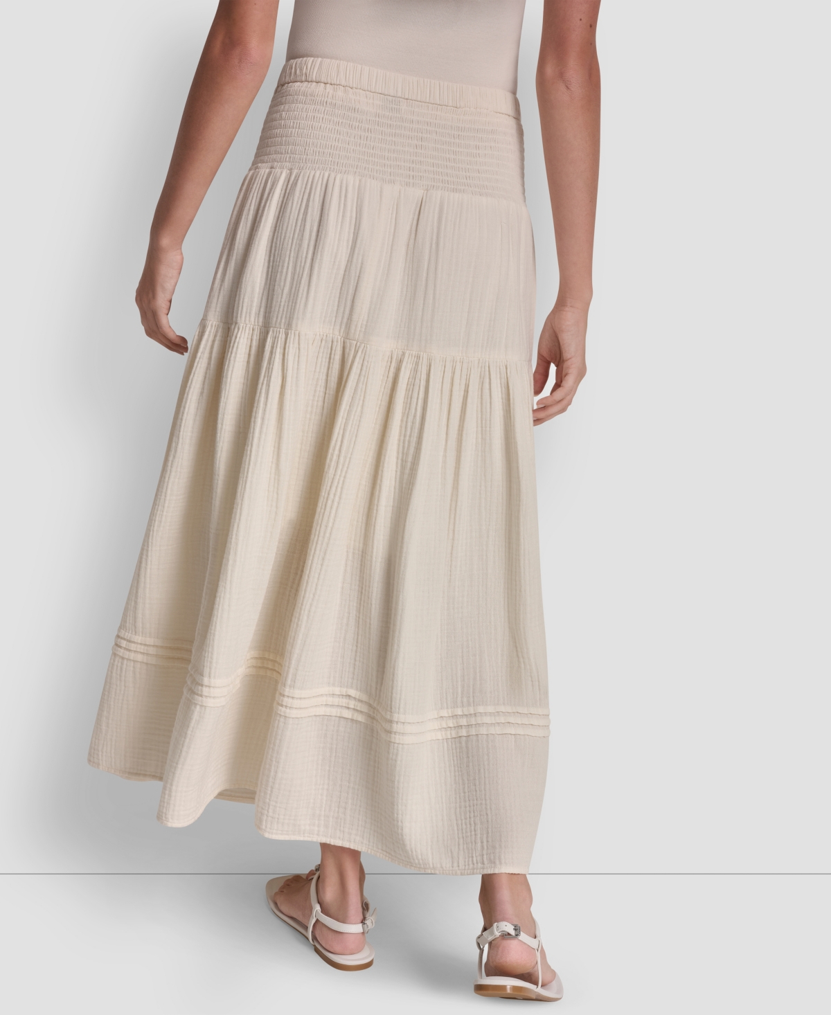 Dkny Jeans Women's Smocked-Waist Tiered Maxi Skirt
