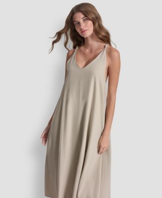 Women's Knotted Strap V-Neck A-Line Dress