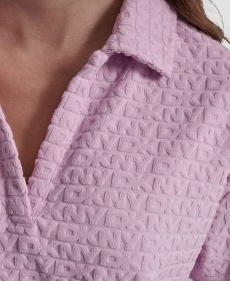 Women's Logo Jacquard Boxy Polo Collared Tee